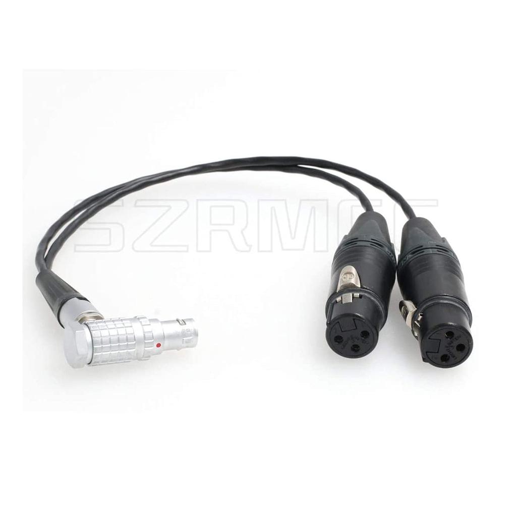 SZRMCC Atomos Shogun Inferno Monitor Recording Microphone Audio Breakout Input Cable Right Angle 10-Pin Male to Dual XLR 3-Pin Female (Right Angle)