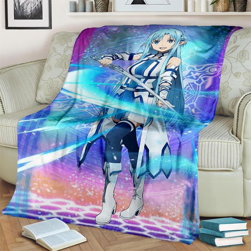 Sword Art Online SAO Novel Cartoon Blanket,Soft Throw Blanket for Home Bedroom Bed Sofa Picnic Travel Office Cover Blanket Kids