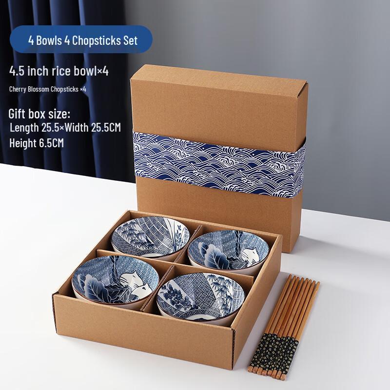 Jingboli Japanese Style Ceramic Bowl Gift Set
