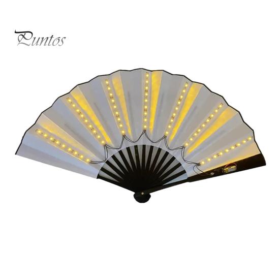 

Светодиодный светящийся складной вентилятор, портативный светящийся ручной летний охлаждающий вентилятор, украшение для танцевального представления, реквизит для костюмов для вечеринок E
