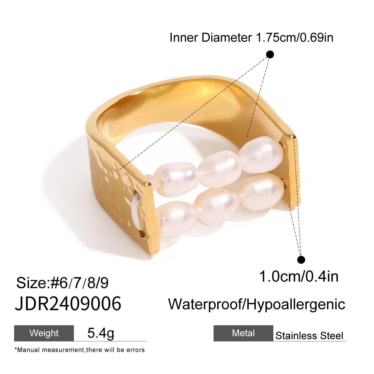 

Youthway Double-Layer Freshwater Pearl Stainless Steel Ring For Unisex Gold Color Luxury Daily Jewelry Matching Gift 7