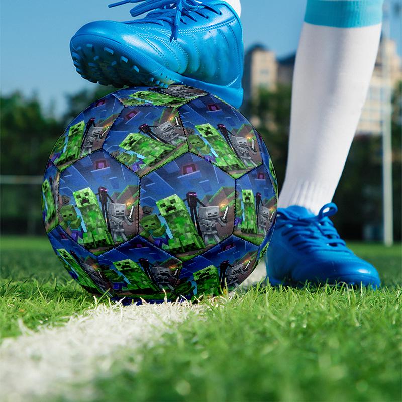 Minecraft Print Size 5 Soccer Ball, PU Wear Resistant Football for Match Training and Daily Practice, Birthday Gift for Soccer Fans