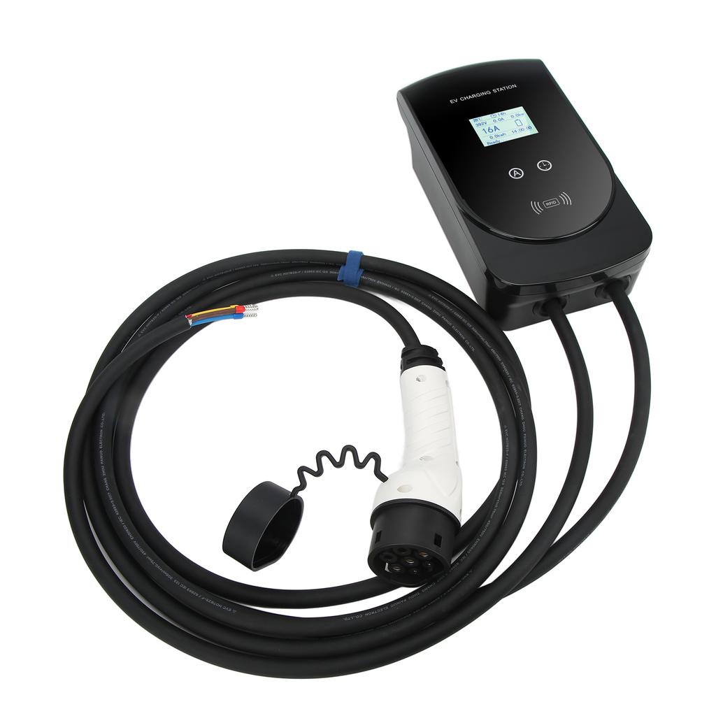 Type 2 Plug EV Charging Wall Station IEC 62196‑2 Connector 5m 220‑250V 3.5kW 16A Adjustable 2.8in LCD Screen