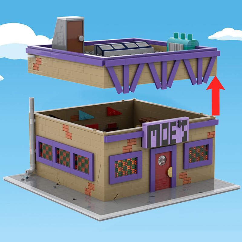 Buildmoc Comedy Moe's Tavern Architecture Ideasa Simpsomseds MOC Building Blocks Toys for Children Kids Gifts Toy 1736PCS Bricks