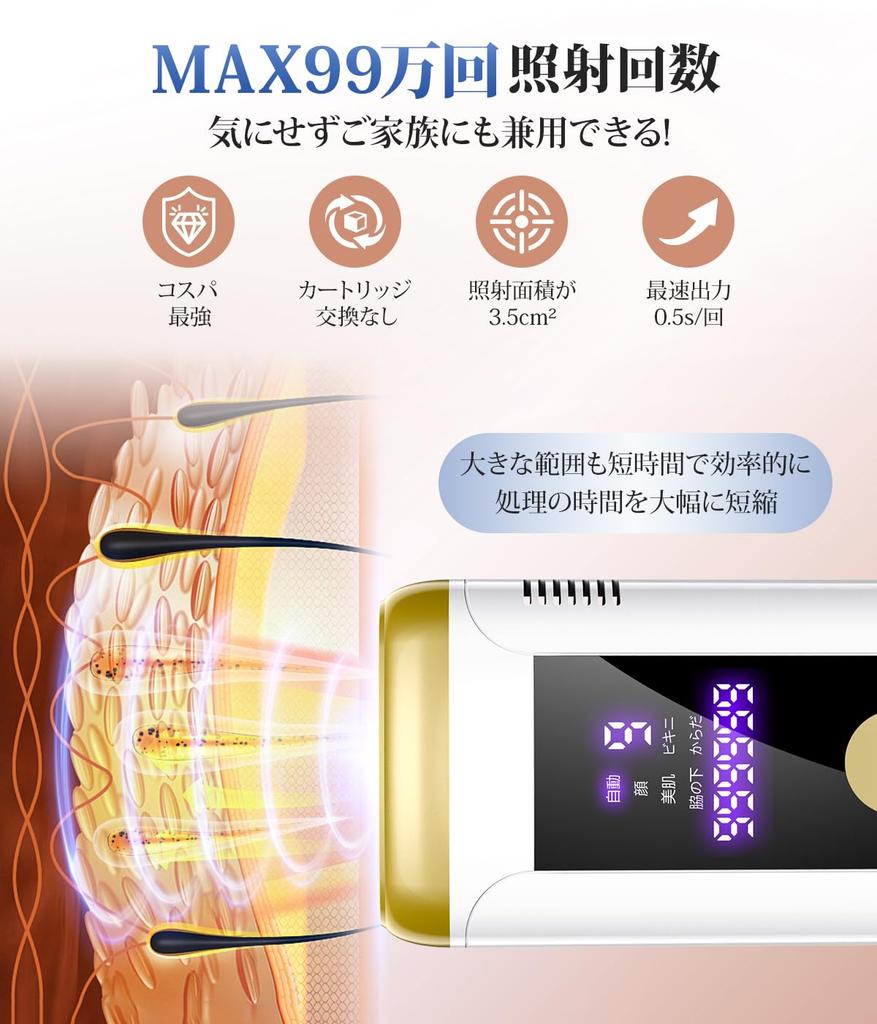 New for HIPL Light Hair Removal Device for Men and Perfect for Hair Face and Beard Continuous Flash High Output 9 Manual Painless Hair Removal for