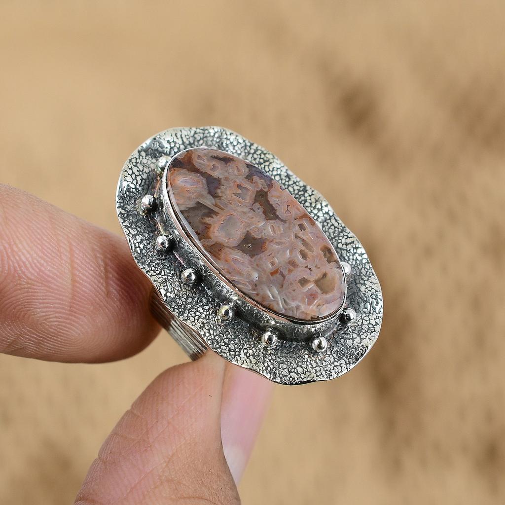 Mothers Day Sale Stick Agate Gemstone Daughter Ring Size 6.25 Sterling Silver