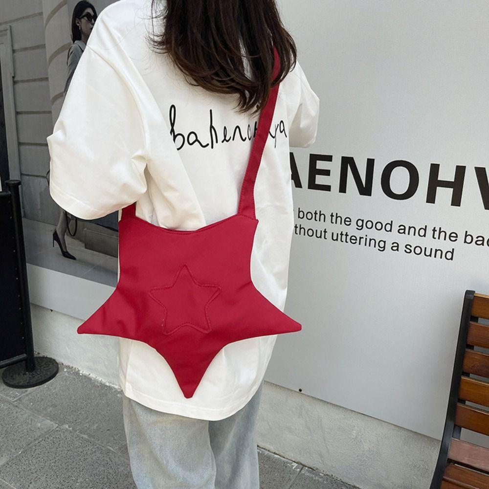 Schattige Stervormige Schoudertas Harajuku Vijfpuntige Ster Canvas Tas Ster Crossbody Tas Buiten