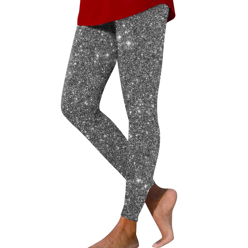 Damen Casual Fashion Outdoor Pailletten Schlanke elastische Yogahose Neun-Minuten-Hose