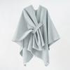 Solid Color Winter Knitted Shawl Wrap With Slit Hem Warm Lightweight Cape Women Men Street Style