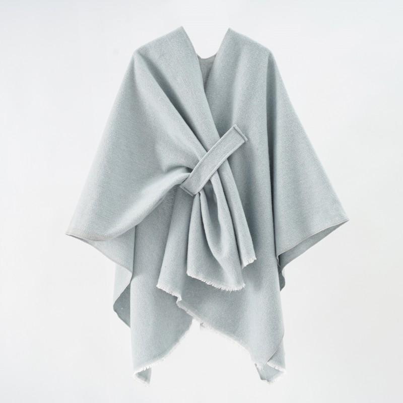 Solid Color Winter Knitted Shawl Wrap With Slit Hem Warm Lightweight Cape Women Men Street Style