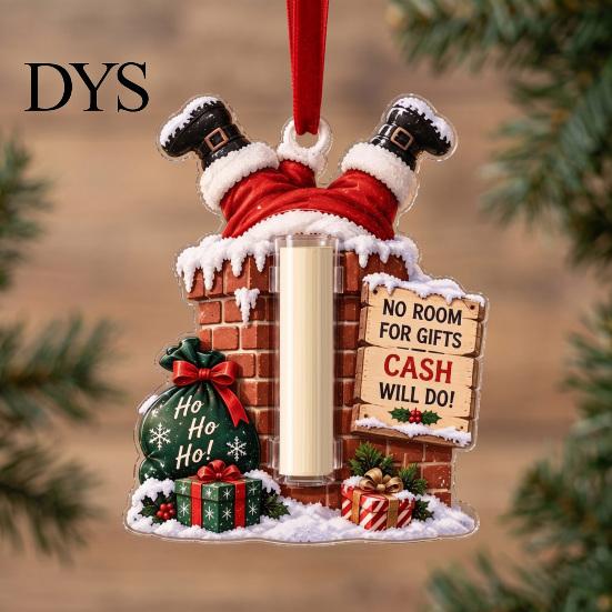 Graduation Cash Gift Box Christmas Ornament, Clear Acrylic Money Holder for Cash, Funny Xmas Tree Hanging Decoration Holiday Party Favors, Seasonal