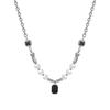 Black gemstone pearl necklace trendy collarbone chain couple titanium steel sweater chain design hip hop chain