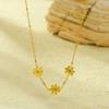 Charm 18k Gold Plated Stainless Steel Rhinestone Flower Necklace For Girls Stylish Waterproof Hypoallergenic Jewelry