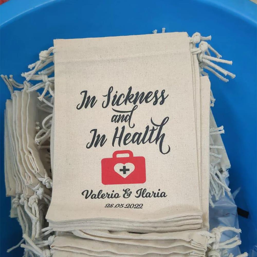 5Pcs Personalized Sets of In Sickness and In Health Bags Bachelorette Party Recovery Kit Wedding Emergency Kit Hangover Survival