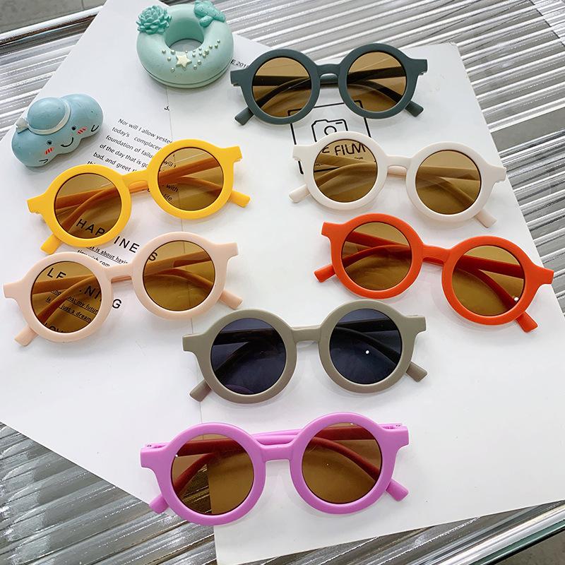 Children'S Sunglasses Round Cute Matte Glasses 1-8 Years Old Baby Decorative Versatile Tide Ink Can Be Ordered