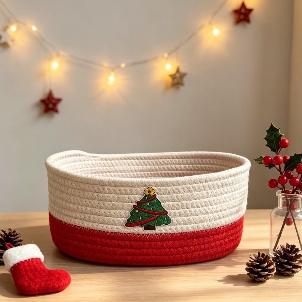 Cotton Rope Hand Woven Storage Basket Xmas Theme Candy Storage Baskets  Party Supplies