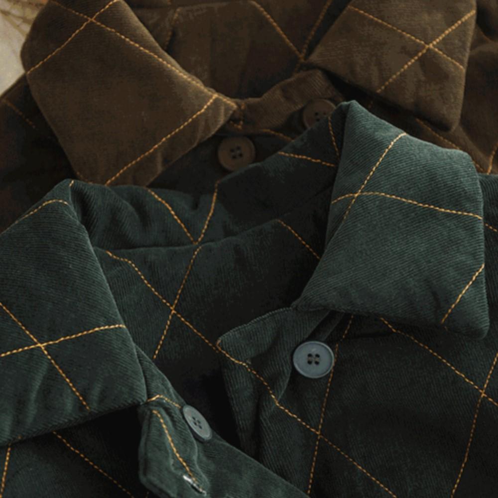Johnature Women Vintage Turn-dwon Collar Long Sleeve Winter Coats Button Patchwork Pockets Coats