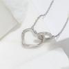 Korean Version of New Tin Paper Wrinkled Double Ring Clavicle Chain with Interlocking Heart Shaped Irregular Mobius Ring Necklace