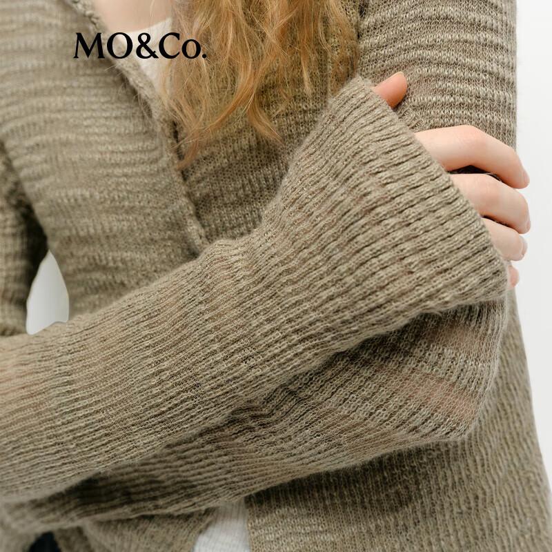 MO&Co. Women's Linen Blend Slub Knit Cardigan