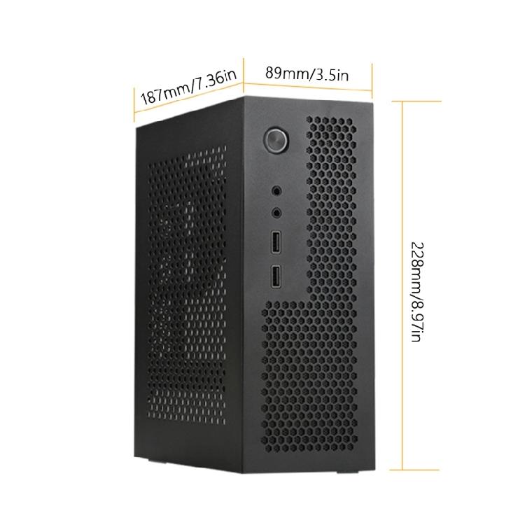 Industriesteuerung A09 Mini-ITX HTPC Gehäuse Einfach zu bedienendes PC-Gehäuse ITX Computergehäuse USB3.0/2.0 für Büro Zuhause Zubehör
