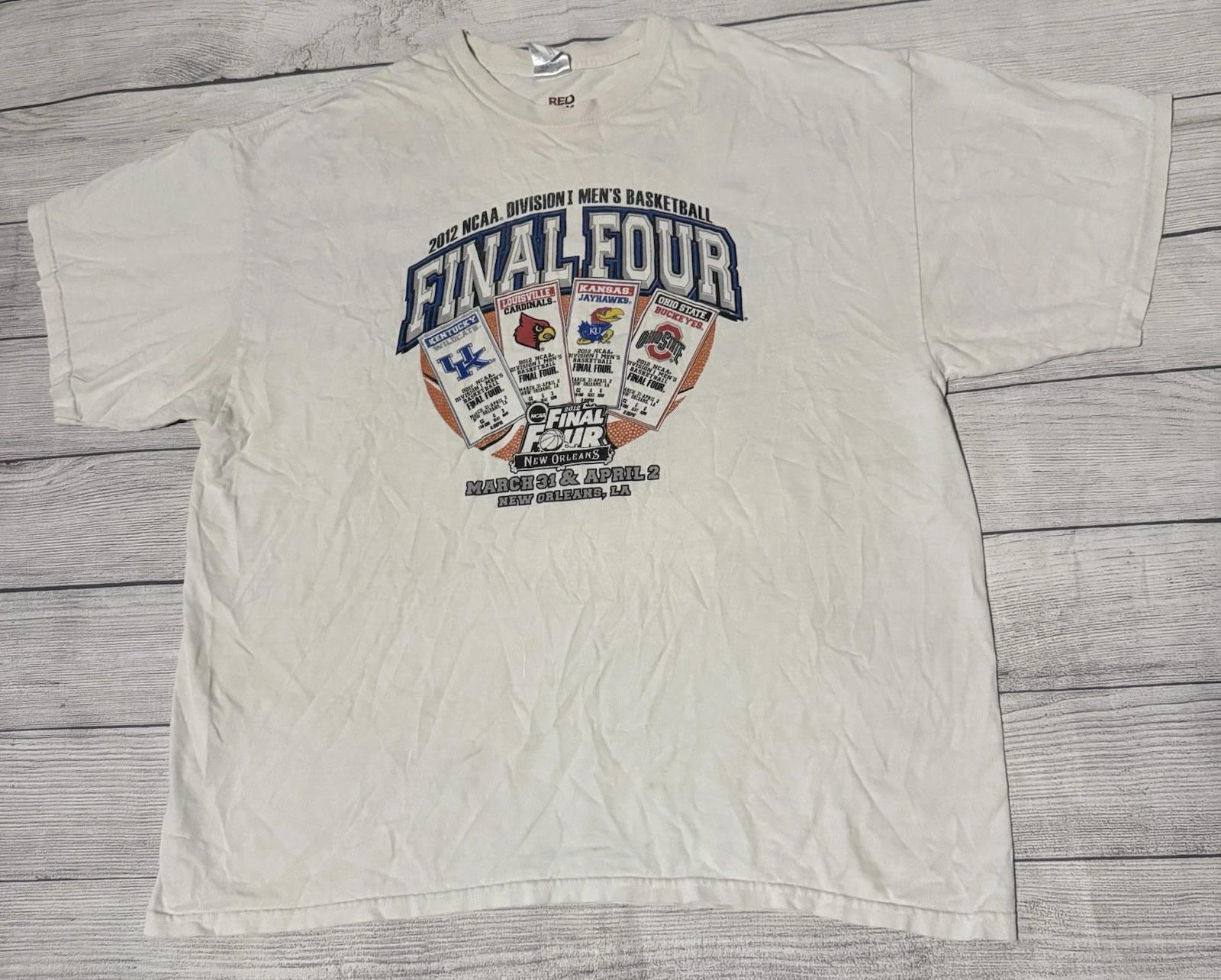 NCAA Final Four 2012 Graphic T Shirt Size 2XL Kentucky Ohio Louisville Kansas 2XL