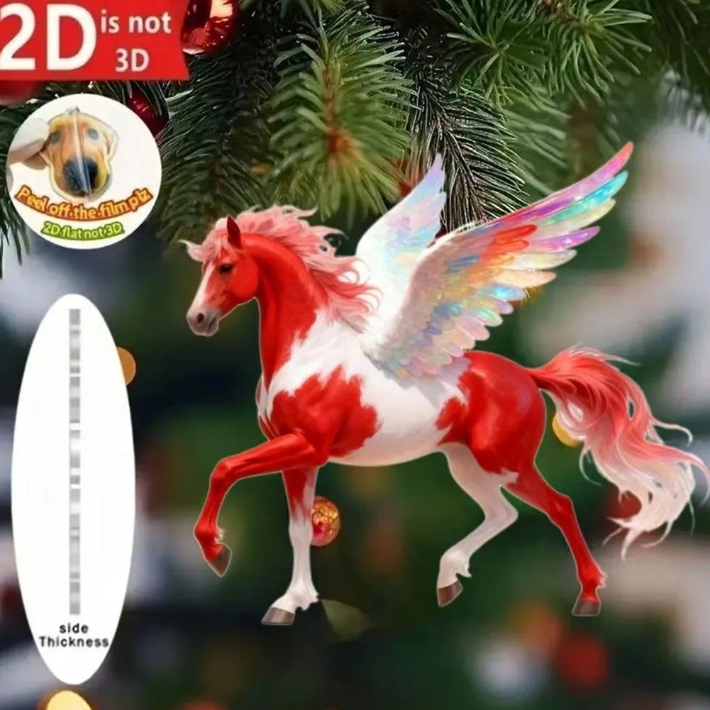 2D Acrylic Horse Car Rearview Mirror Pendant Charm New Decor Horse Year Hanging Ornament Acrylic Tree Christmas Party Penda T4K0