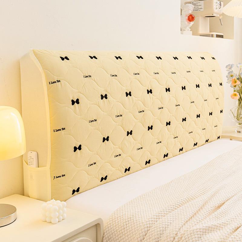 

1PC INS Cream Style Full Coverage Headboard Cover Anti-cat Scratch Anti-pilling Dustproof Elastic Soft Bag for Home All Season 120CM