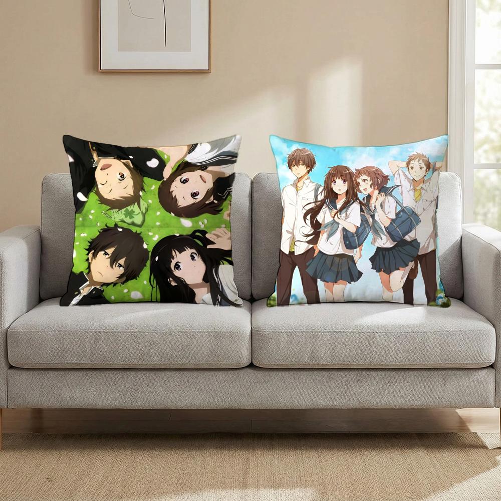 Anime H-HyoukaS Cushion Cover Multi-Scene Pillow Cover for Home & Car - Reversible, Soft & Durable for Daily Use