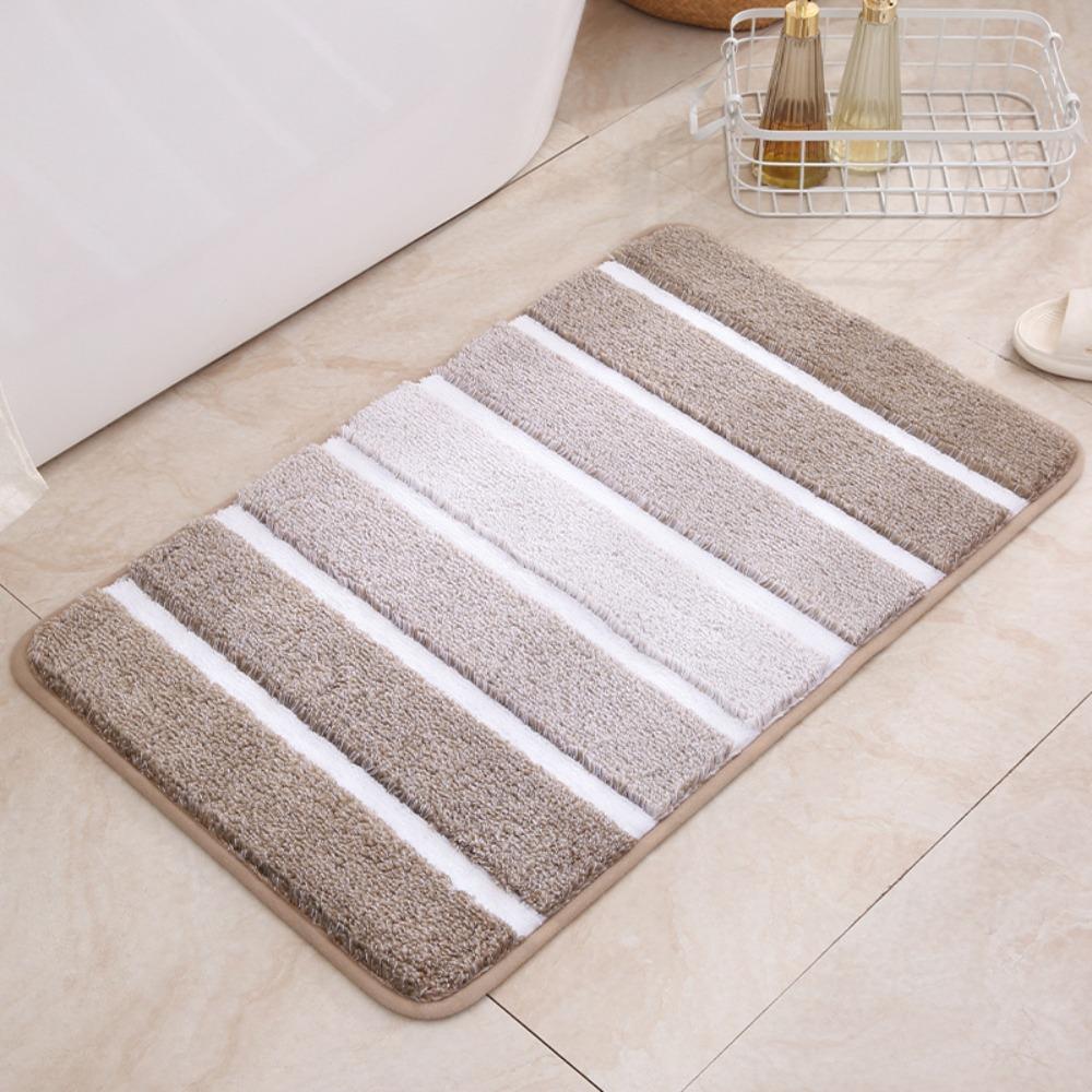 Gradient Stripes Sponge Bathroom Cashmere Thickening Mat Bath Non-slip Carpets In Wash Basin Bathtub  Floor Rug Shower Room Doormat Memory Foam 3D Pad