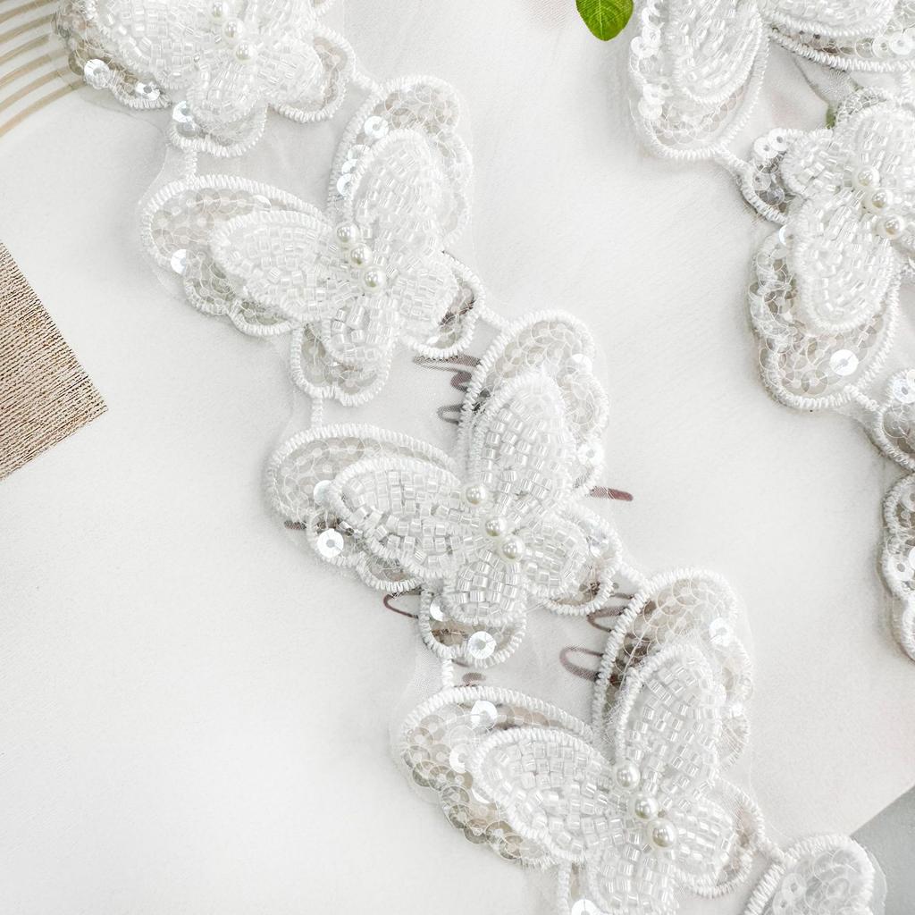 Exquisite Multi-Color Handmade Bead Embroidery Butterfly Decorative Clothing Hair Accessories Bag Accessories Lace Butterfly Lace Accessories