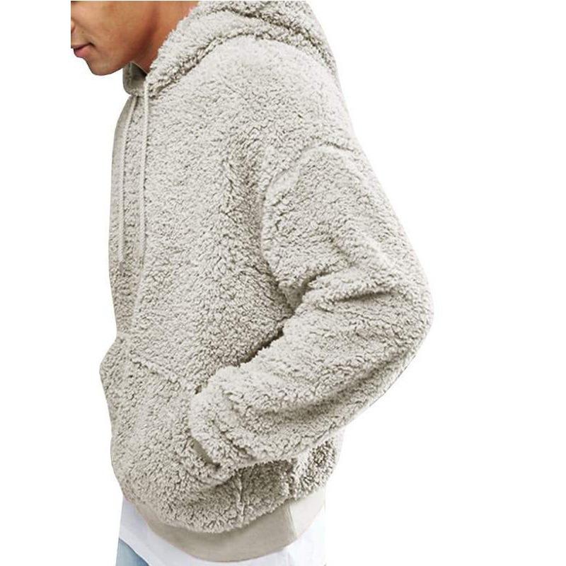 Man Fashion Winter Warm Plush Hooded Hoodies Loose Casual Solid Color Coats Pullovers Sweaters Sweat
