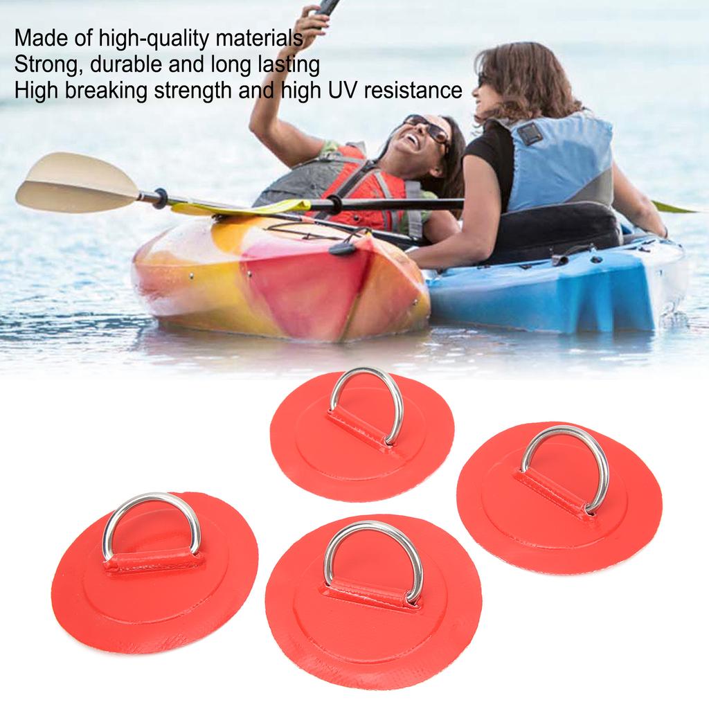 4 Pcs Inflatable Boat D  Pad Patch PVC   Marine Stainless Steel Fixed Buckle(Black )