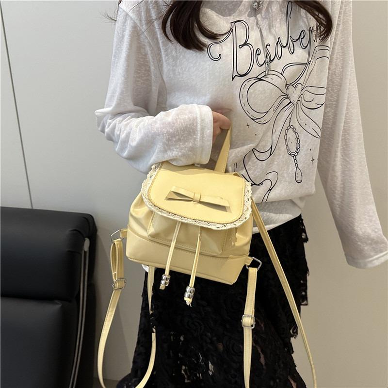 New summer retro beautiful lace edge solid color fashion backpack niche high-end backpack women