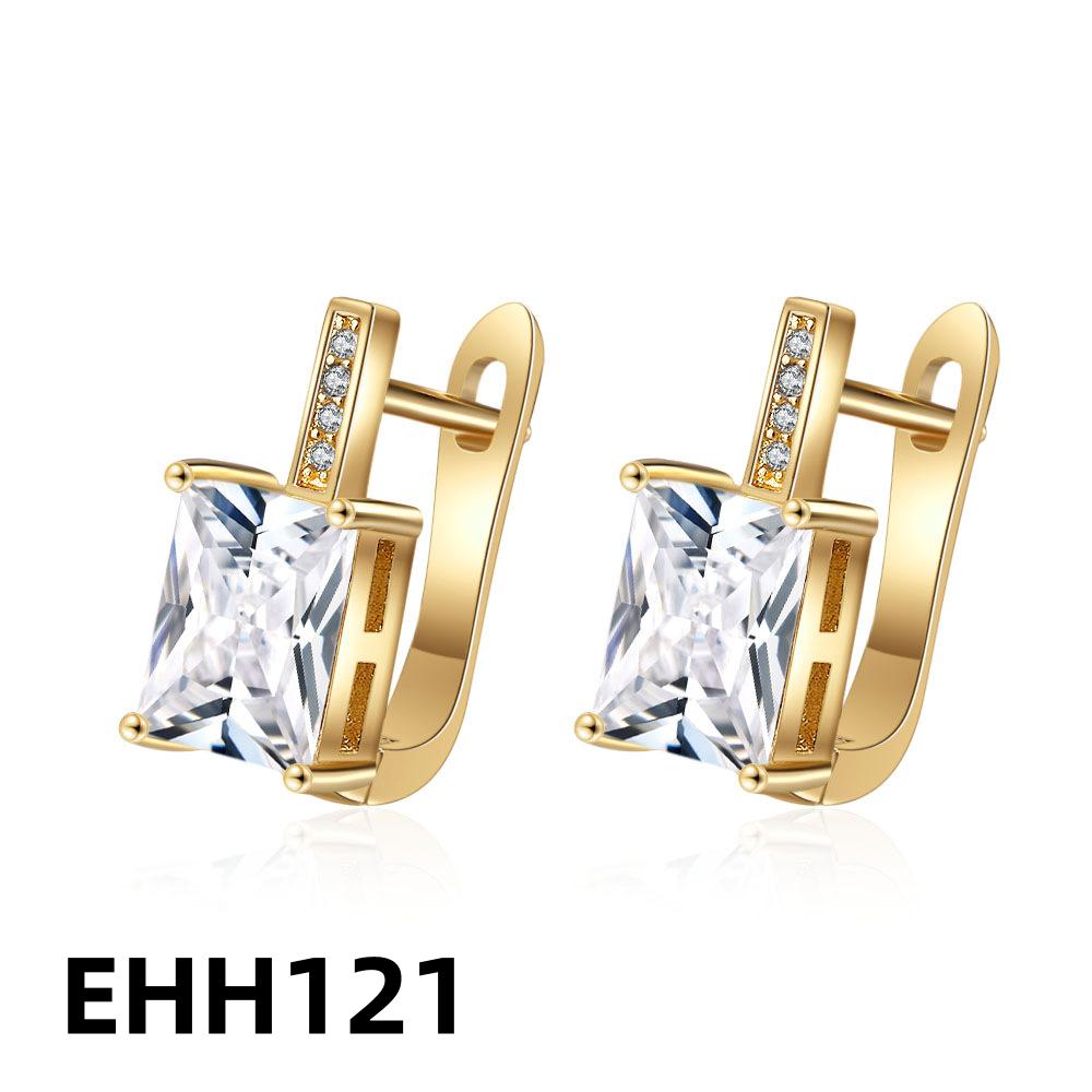 Серьги Инкрустированные Фианитами Искрящиеся Женские Элегантные Пирсинг Аксессуары Украшения Серьги-Гвоздики золотой