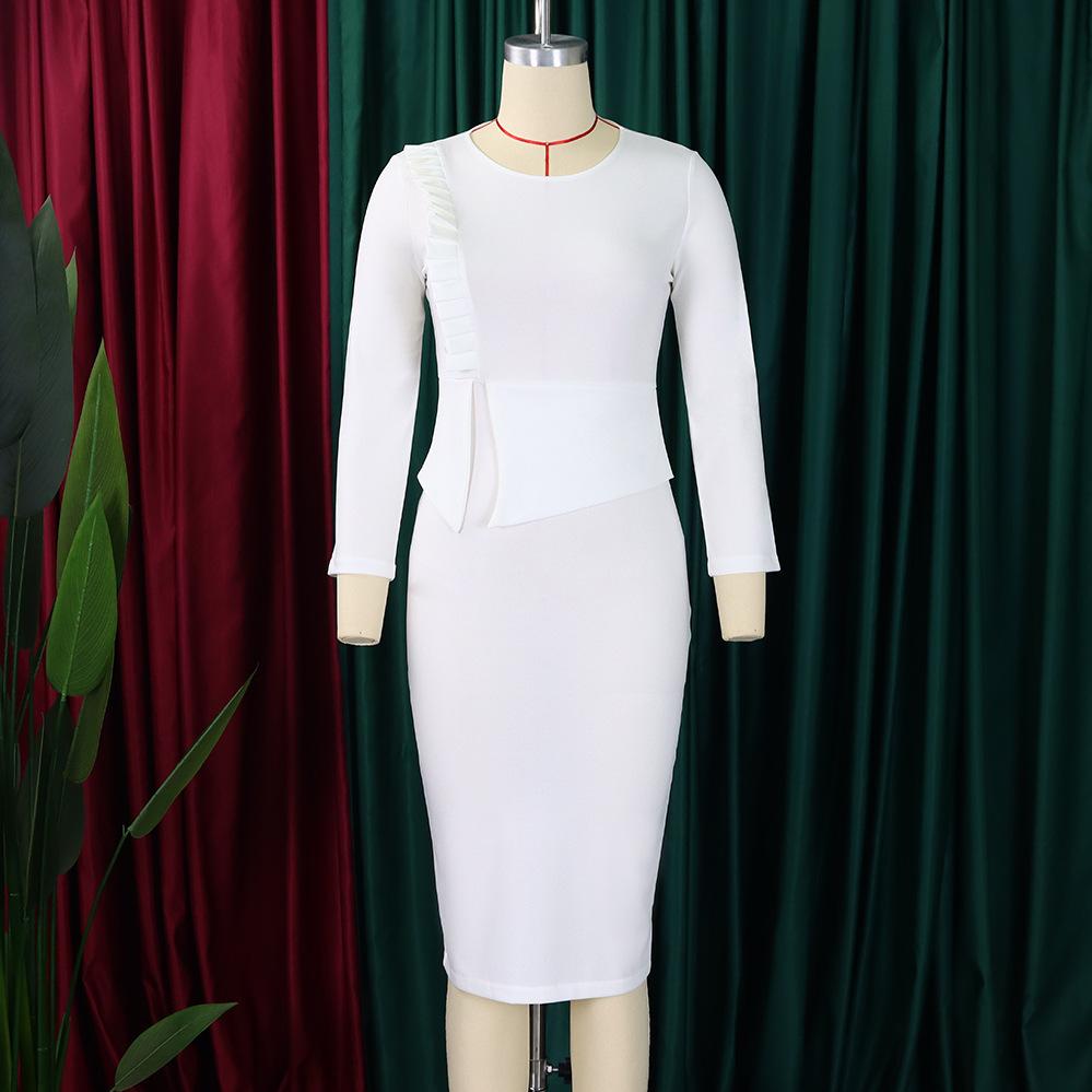 IHUASU женское осеннее однотонное зимнее элегантное офисное платье с длинным рукавом — фото 6