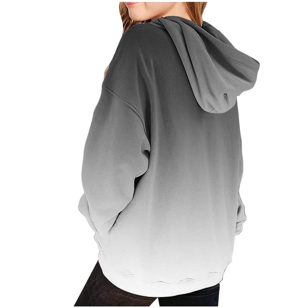 Kids Hooded Zip-Up Jacket with Gradient Print Long Sleeve Sweatshirt for Boys and Girls