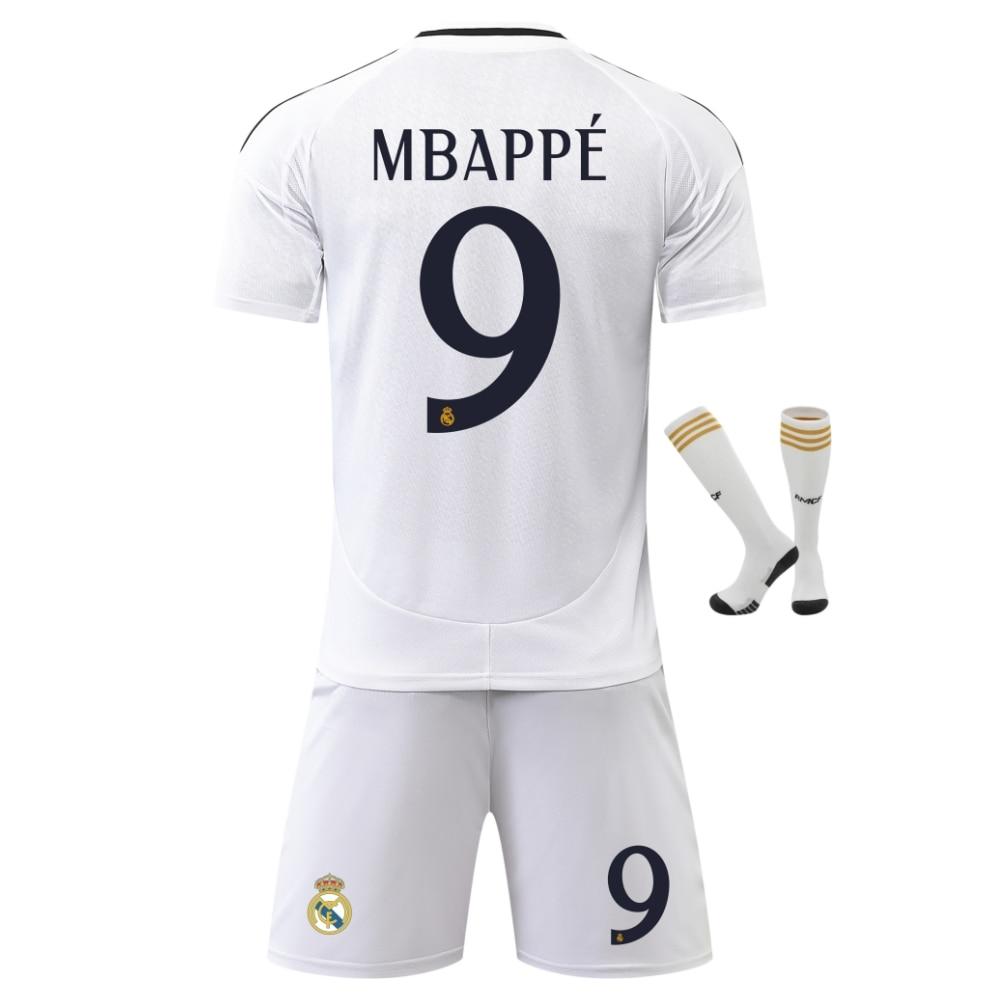 Real Madrid Mbappe Kids Football Jersey Set Polyester 130-140 cm White