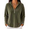 Damen Halbzip Velours Kapuzenpullover Lockerer Schnitt Lässiges Kapuzensweatshirt