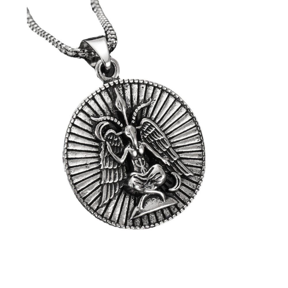 Retro Aged Thai Elephant God Fallen Angel Wings Pendant Men's Necklace