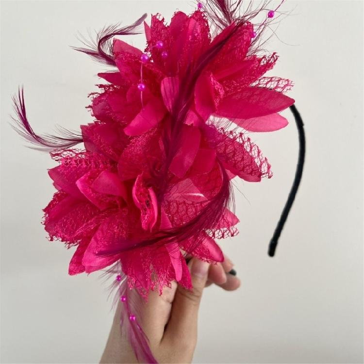 Luxurious Soft Feathered Hairpiece Flower Headwear Adjustable Headband for Halloween Festival Costume Coplay Party