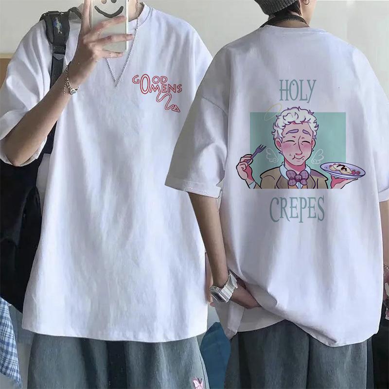 Lustige EU-Größen T-Shirts für Männer Good Omens Cartoon T-Shirt Harajuku T-Shirt Das Ende war nur der Anfang Grafik-Tee Tops Streetwear