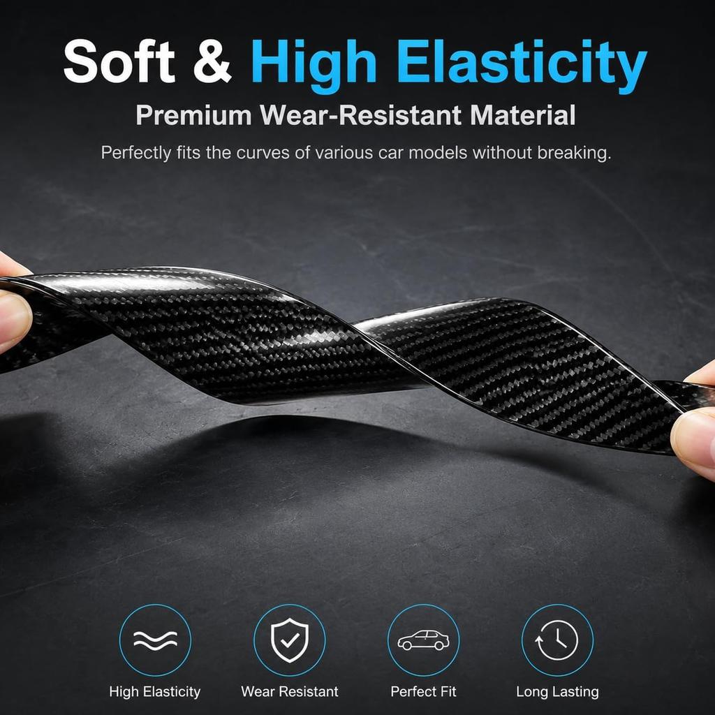 4 PCS Car Wheel Arch Trim Strip, Carbon Fiber Wear Resistant Fender Flare Protector Sticker, Self-Adhesive Waterproof Wheel Eyebrow Decor Decal,