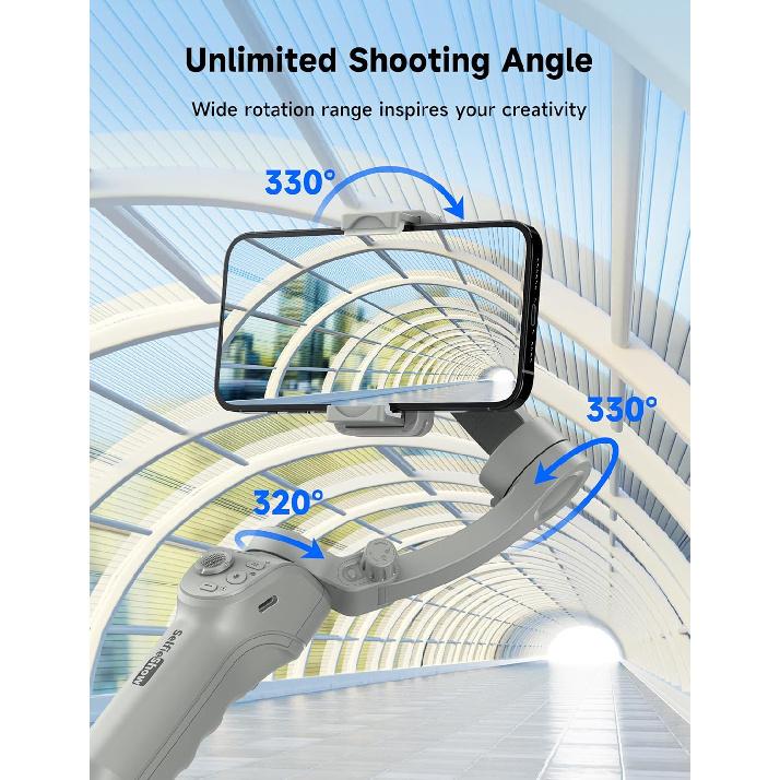 Gimbal Stabilizer for Smartphones, 3-Axis Phone Gimbal, Intelligent Gimbal with Face/Object Tracking, Portable and Foldable, Vlogging Stabilizer for