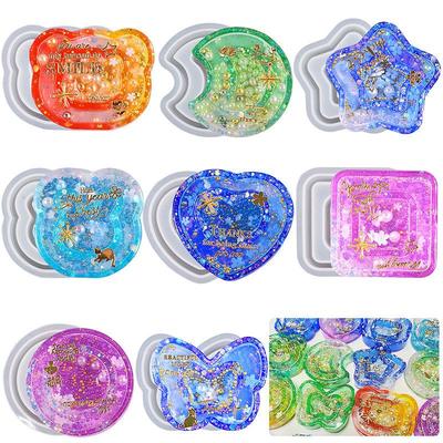 Llavero de Arena de Doble Capa Estrella Luna de Resina Epoxi DIY Molde de Silicona