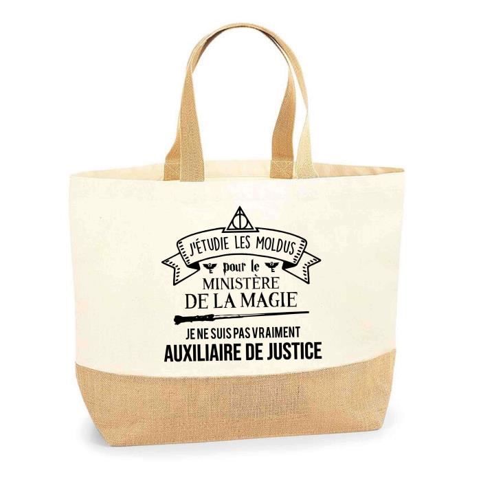 Jute Shopping Bag - PLANETEE - Auxiliary of Justice (Ministry of Magic) - Natural Jute - Made In France - Multicolored
