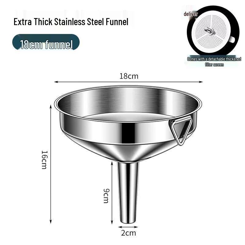 Qiwei Food Grade Stainless Steel Kitchen Funnel with Strainer