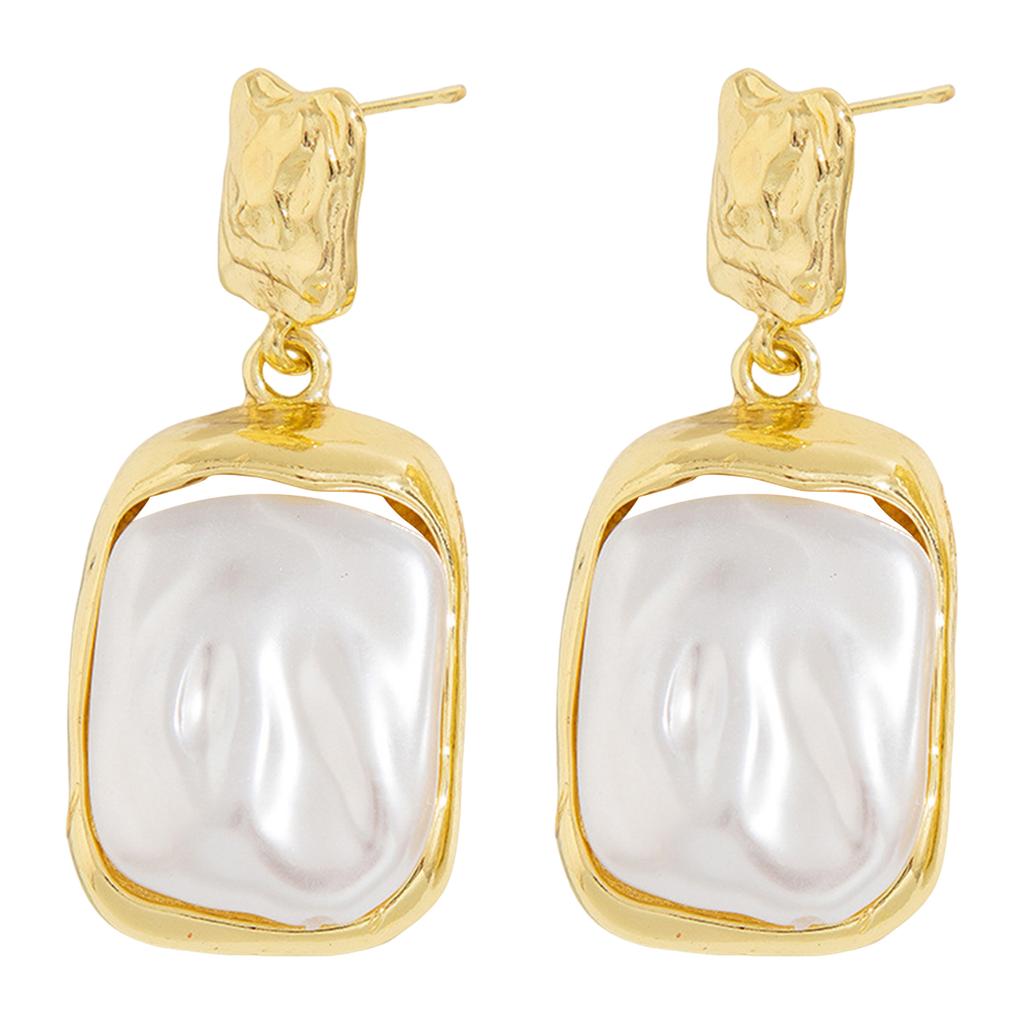 Women Square Earrings with Pearls Female Hypo-allergenic Lightweight Earrings for Woman Daily Party Matching