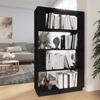 Bookcase - Black - 80x25x132 Cm - Solid Wood - Living Room Furniture - Room Divider