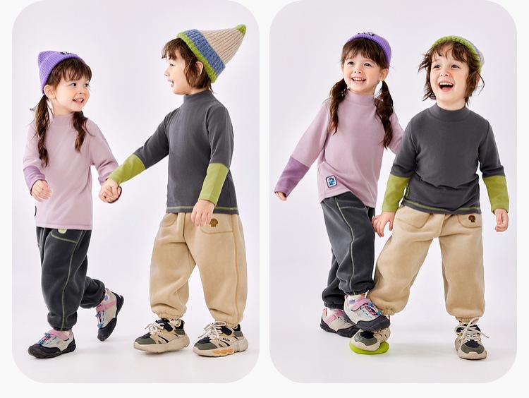 Children's Fleece One-Piece Winter Pants: Boys' Knitted Long Pants & Girls' Warm Casual Pants
