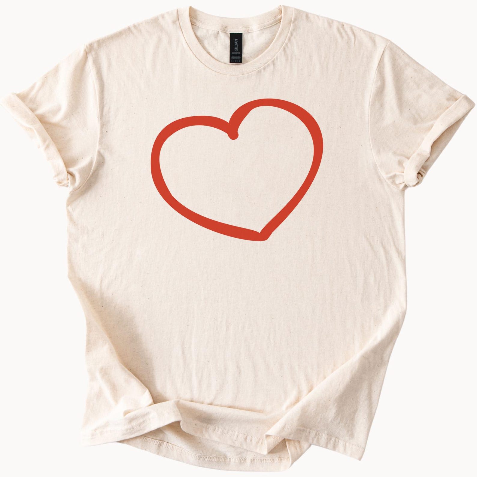 Minimalist Red Heart Outline Graphic Tee Simple Hand Drawn Love Shirt Cute Aesthetic Heart T Shirt Trendy Casual Graphic Top 100